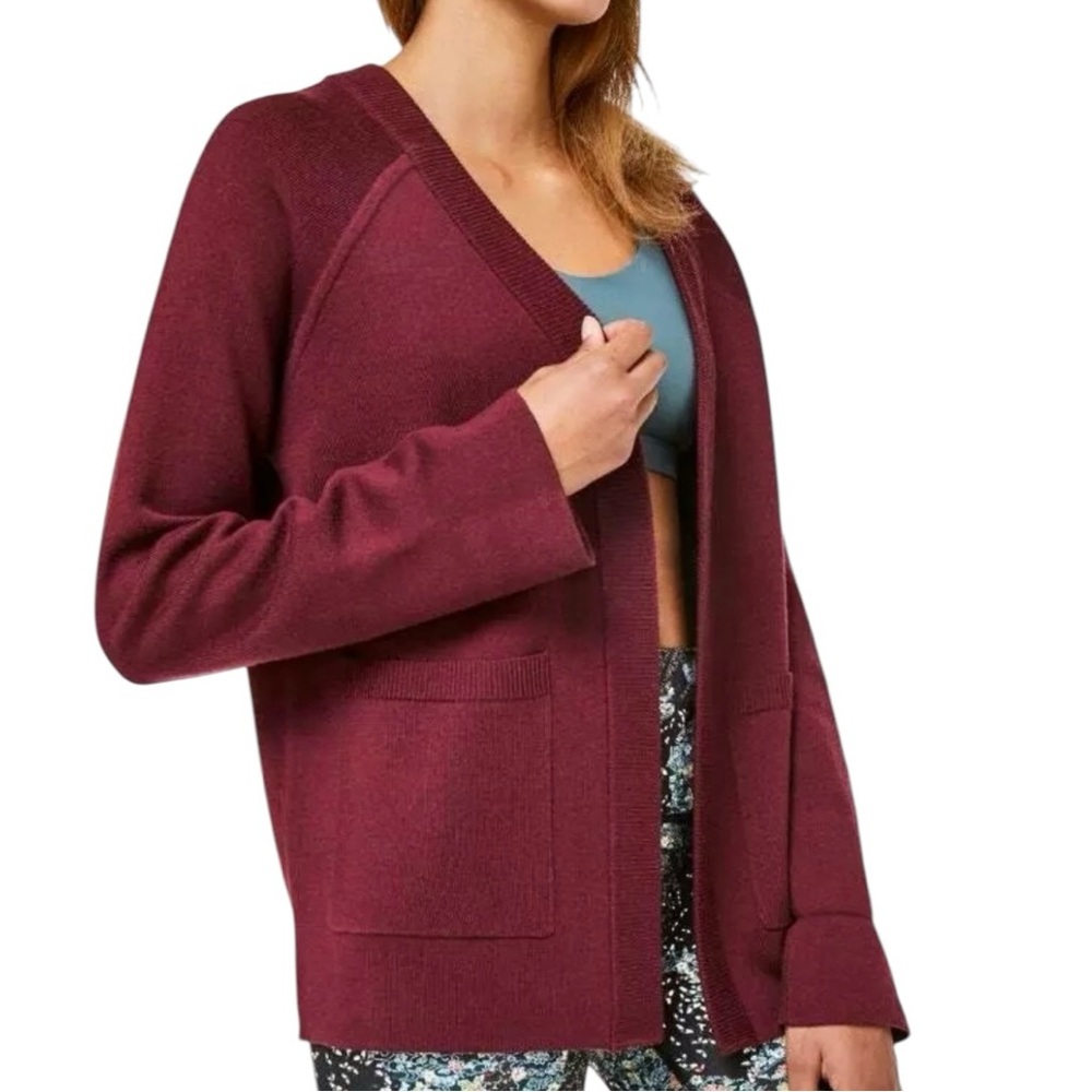 lululemon athletica Burgundy Open-Front Crew Neck Cardigan